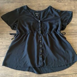 Torrid size 0 black peasant style top. Gently worn